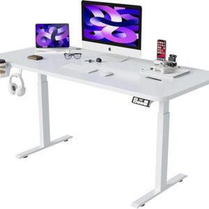 Electric Standing Desk, Adjustable Height Stand up Desk, Sit Stand Home Office Workstation with Splice Board