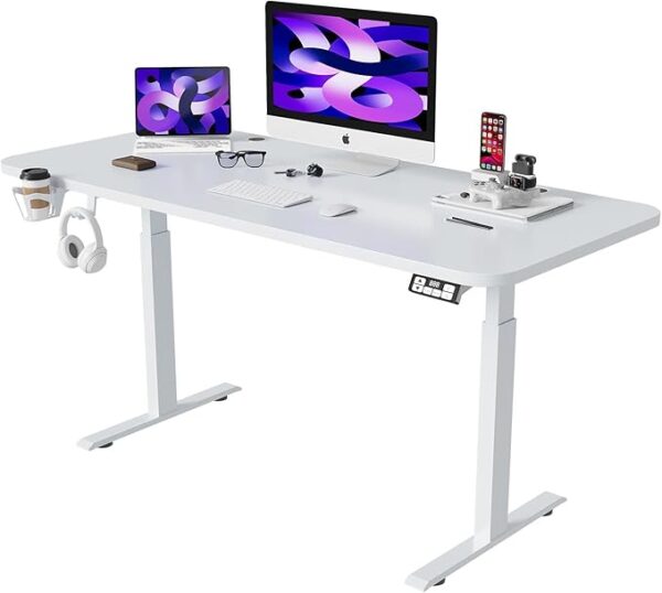 Electric Standing Desk, Adjustable Height Stand up Desk, Sit Stand Home Office Workstation with Splice Board