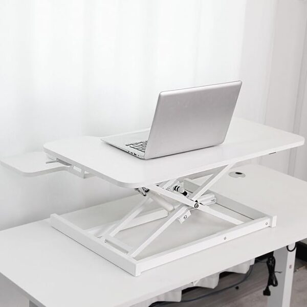 Standing Desk Converter, 32" Height Adjustable Sit to Stand Up Desk Workstation, Dual Monitor Riser with Keyboard Tray, Desktop Riser for Home Office - Image 3