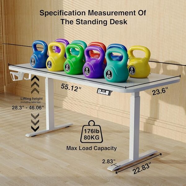 Electric Standing Desk, Adjustable Height Stand up Desk, Sit Stand Home Office Workstation with Splice Board - Image 2