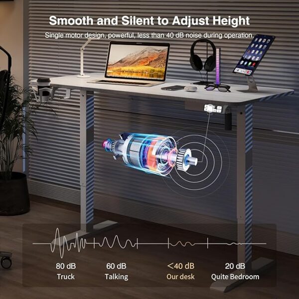Electric Standing Desk, Adjustable Height Stand up Desk, Sit Stand Home Office Workstation with Splice Board - Image 5