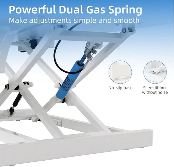 Standing Desk Converter, 32" Height Adjustable Sit to Stand Up Desk Workstation, Dual Monitor Riser with Keyboard Tray, Desktop Riser for Home Office - Image 6