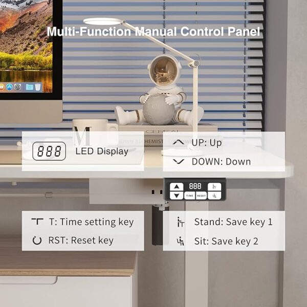 Electric Standing Desk, Adjustable Height Stand up Desk, Sit Stand Home Office Workstation with Splice Board - Image 6
